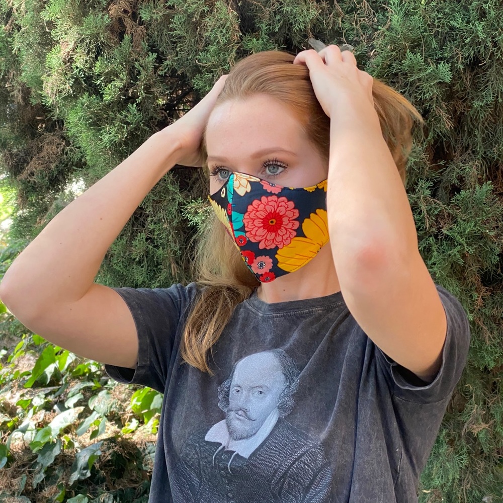 Adjustable Cotton Face Mask, Floral Blossom Print